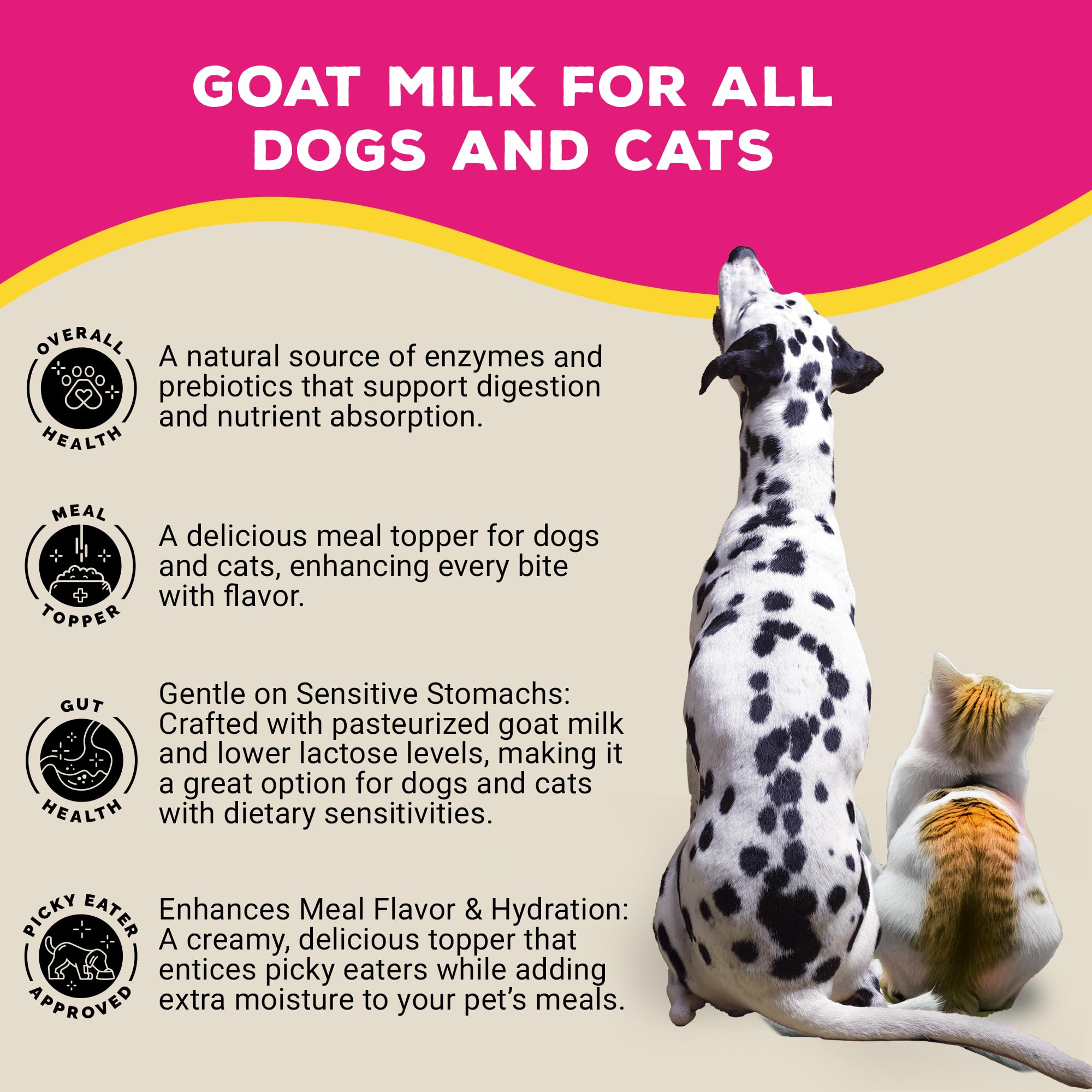 Brutus Bone Broth Lait chèvre Topper, appétence améliorée pour chiens et chats