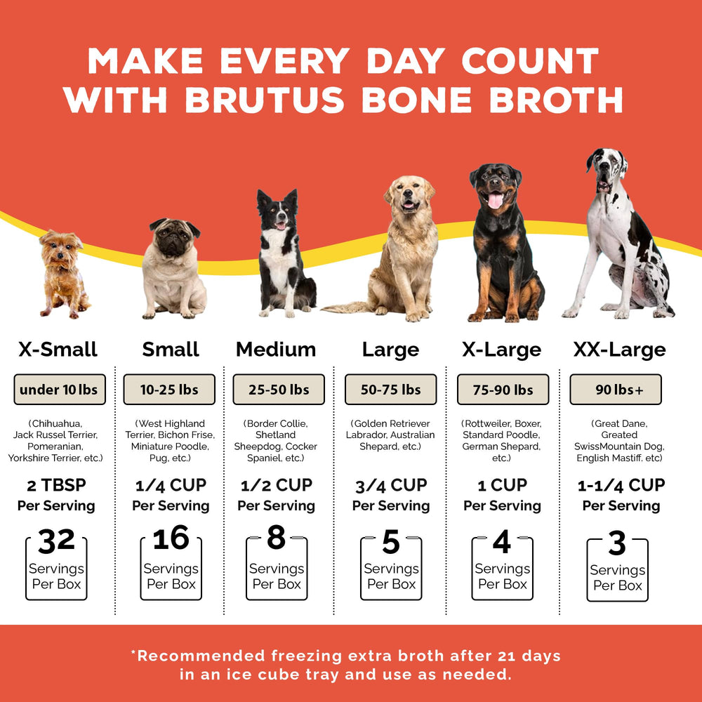 Brutus Bone Broth liquide soutien articulations grâce à glucosamine et chondroïtine.
