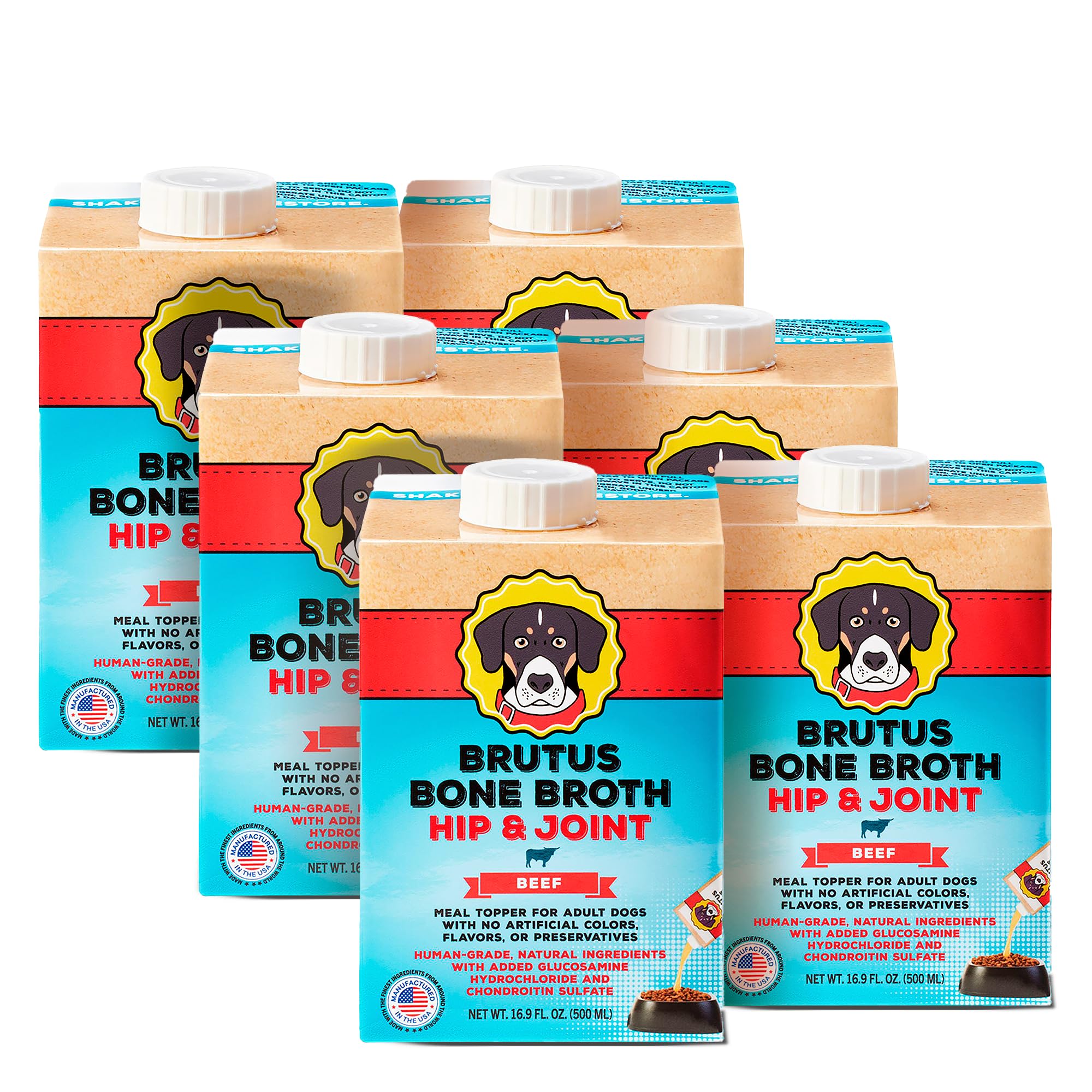 Brutus Bouillon Os de Boeuf pour Chiens — bouteille pour verser sur croquettes et améliorer l'appétit.