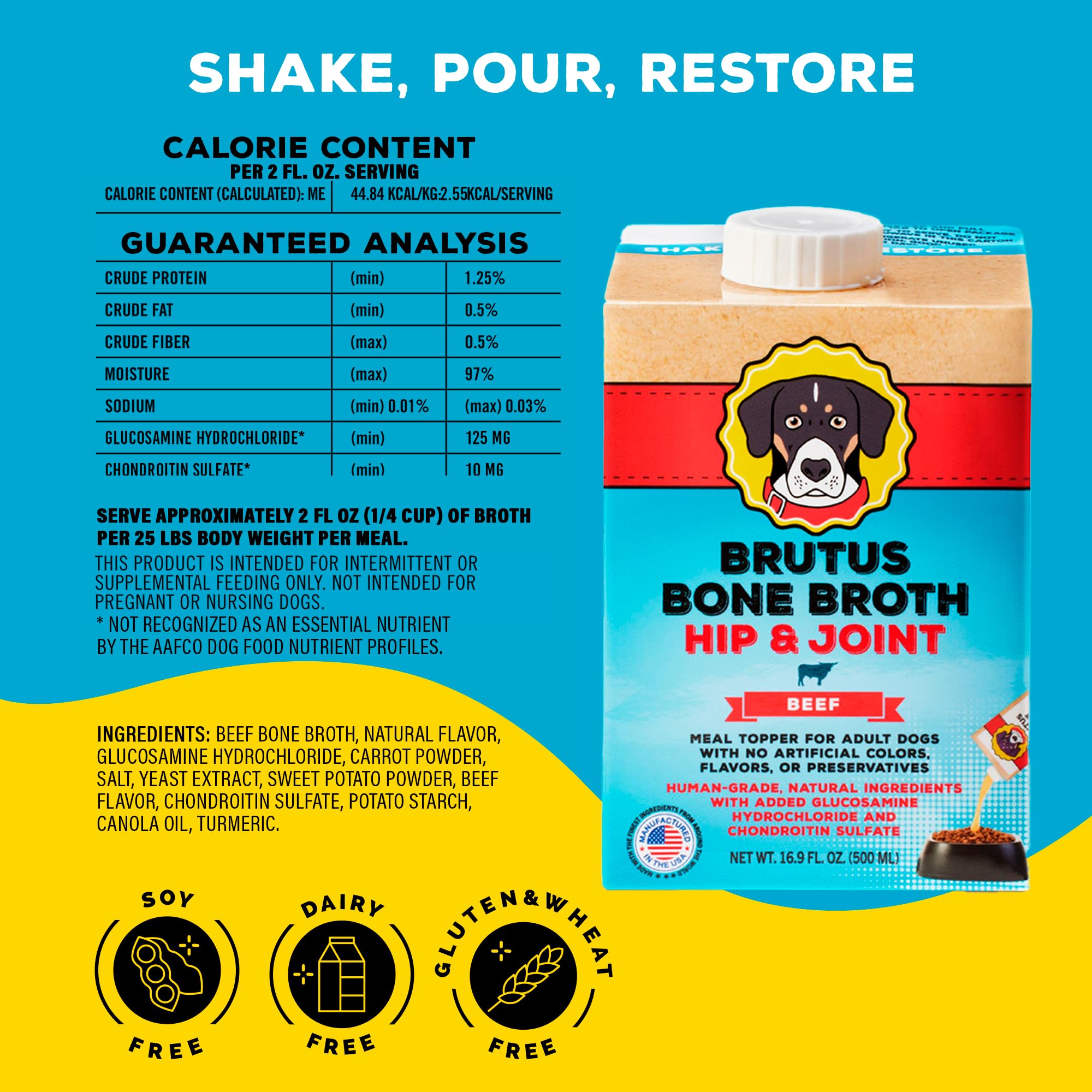 Brutus Bouillon Os de Boeuf pour Chiens — ingredients naturels, sans additifs pour le quotidien.
