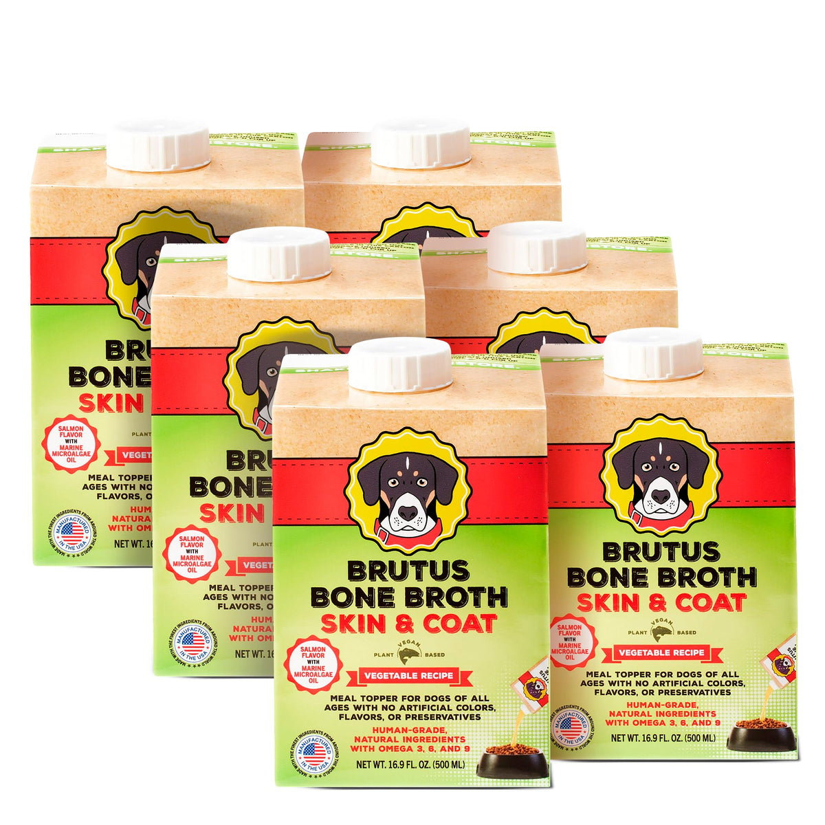 Brutus Broth pour chiens, bouteille-pour: riche en oméga pour peau et pelage sains.