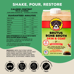 Brutus Broth pour chiens, servir sur croquettes: apporte hydratation et goût naturel.