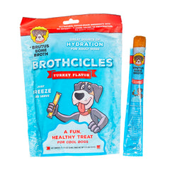 Brutus Brothcicles: friandise glacée au goût dinde pour chien, hydratation.