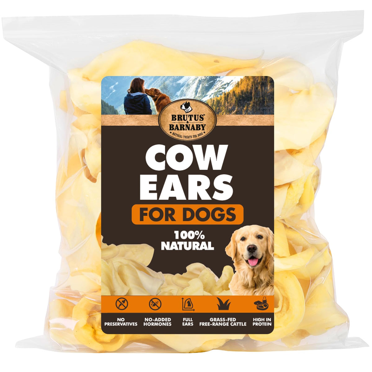 BRUTUS & BARNABY — oreilles de boeuf entieres, friandise naturelle pour chiens.