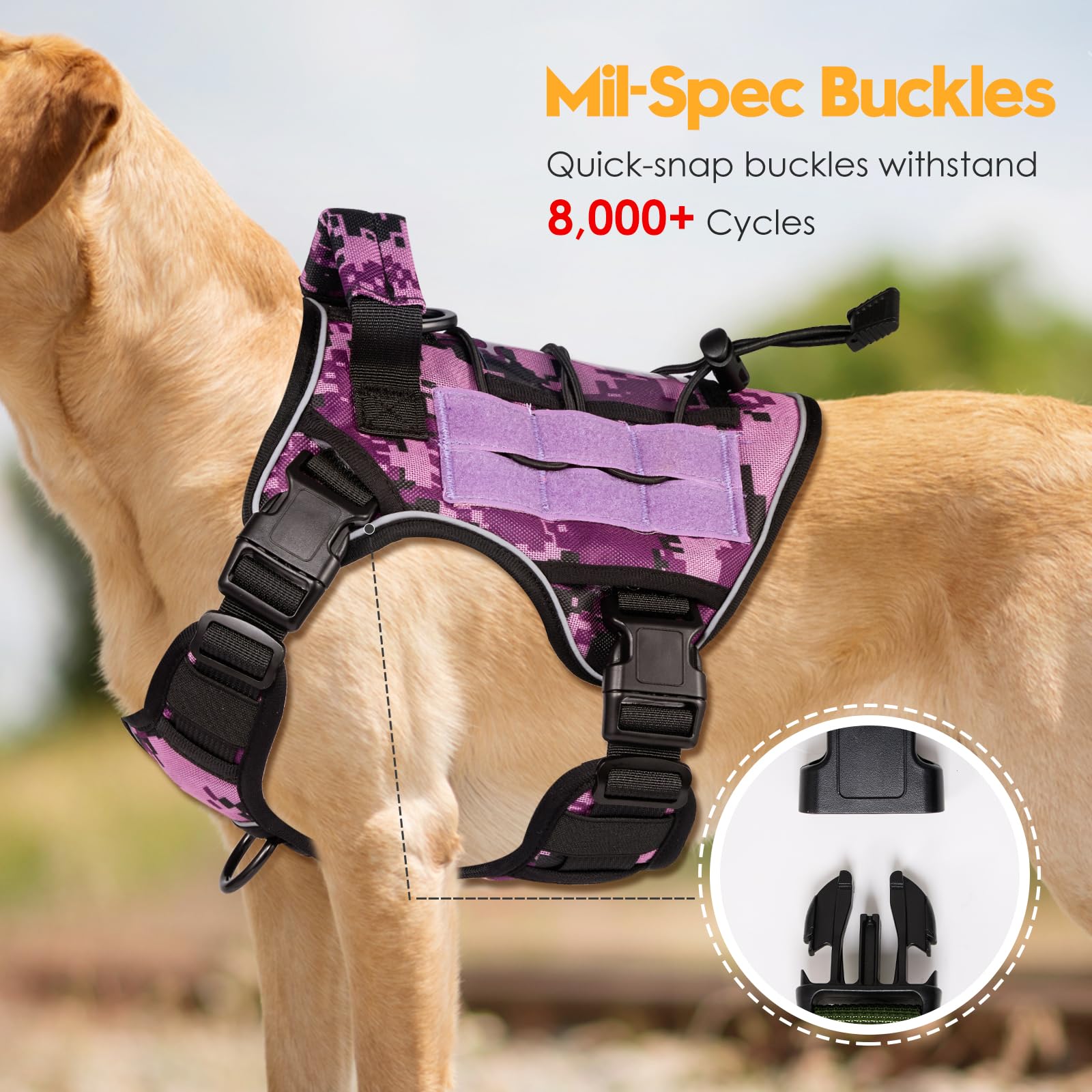 Bruvoalon harnais tactique violet camouflage, visuel fort et sécurité