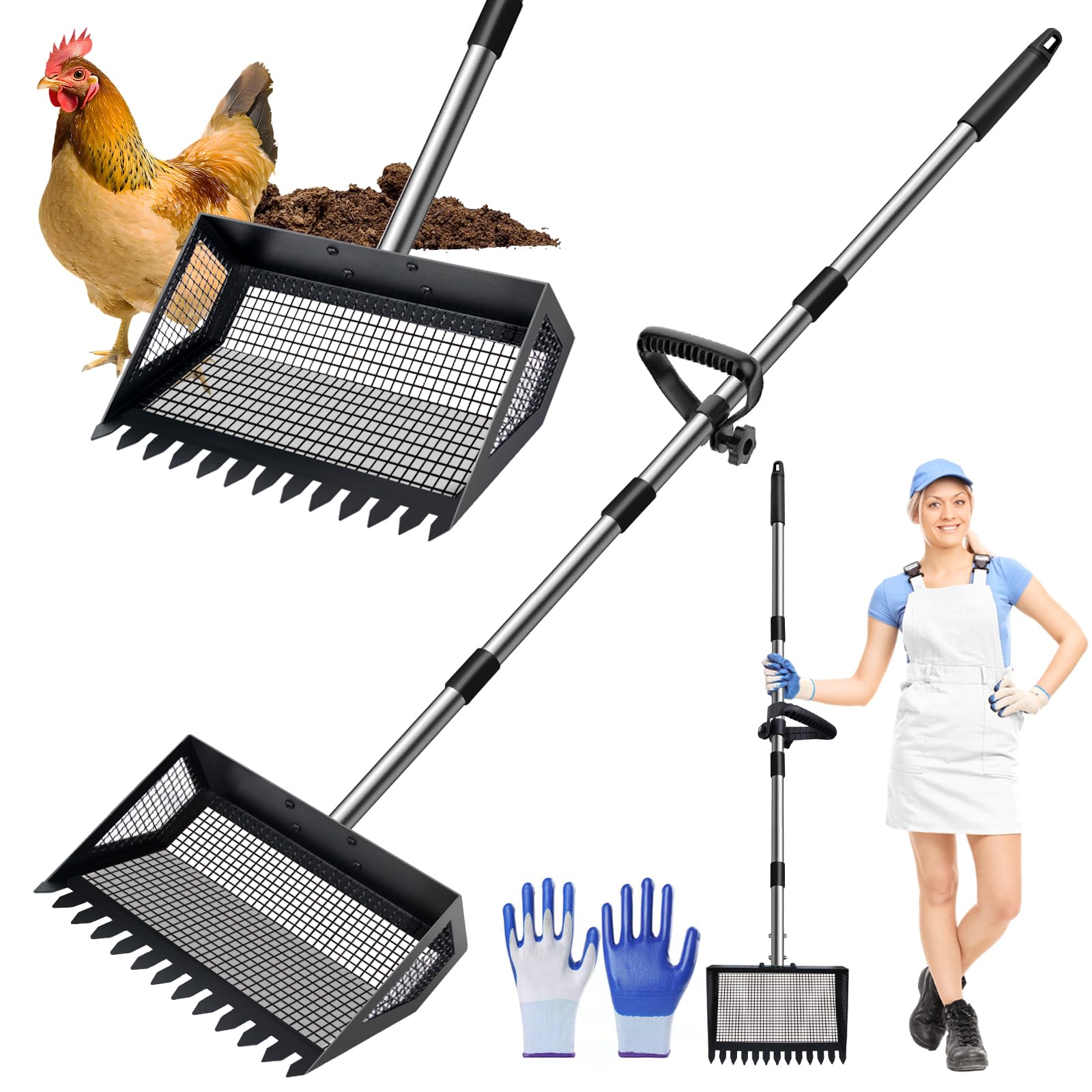 Pelle dechets Bsemax pour poulailler, nettoyage rapide et efficace