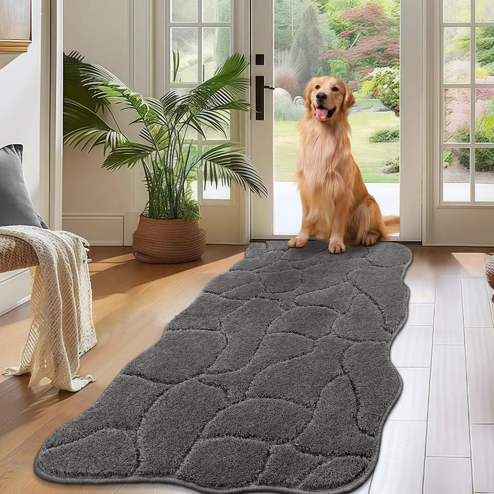 BSICPRO tapis porte-chien gris avec design vague retient saletés et traces d'eau