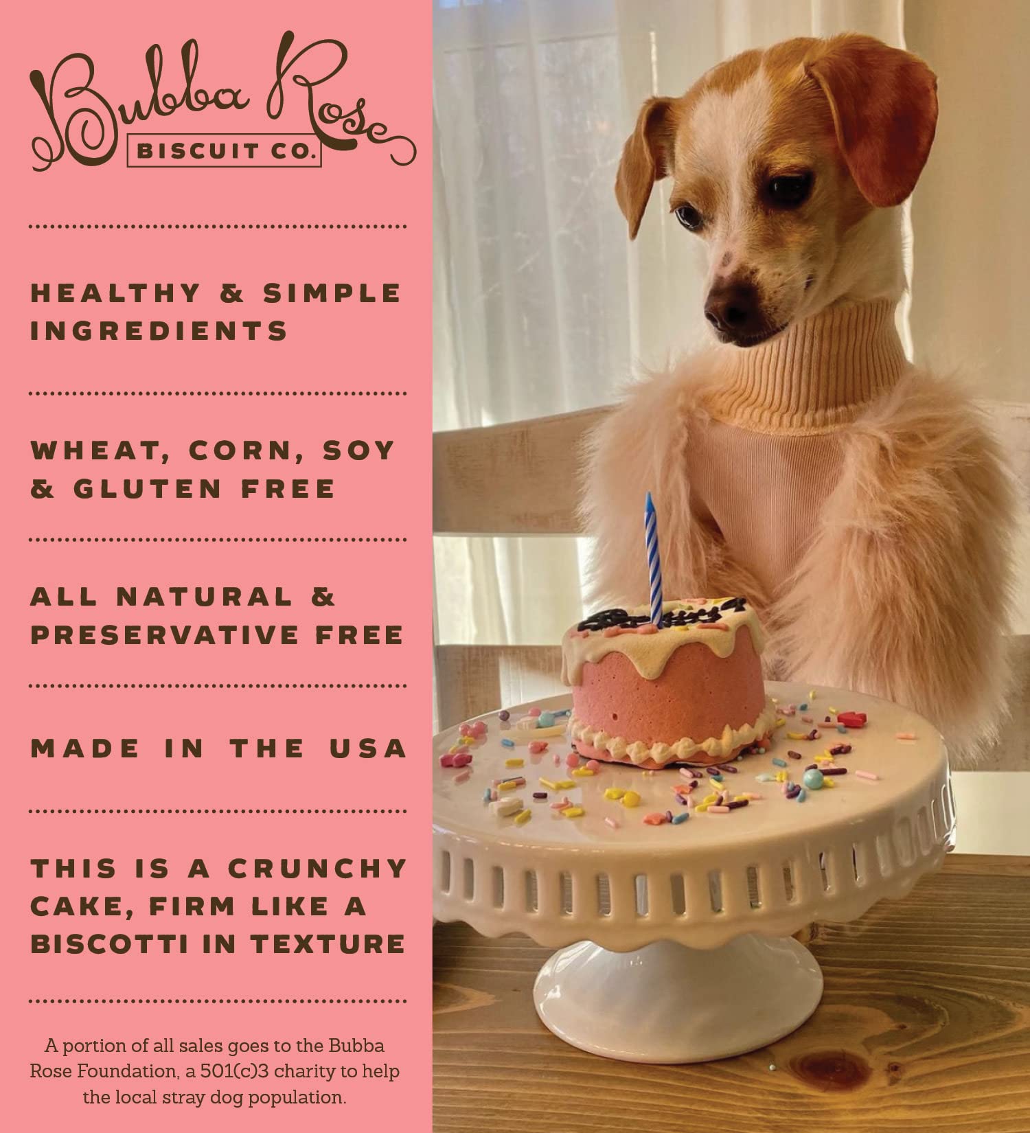 Gâteau Bubba Rose fabriqué aux États-Unis pour chiens.