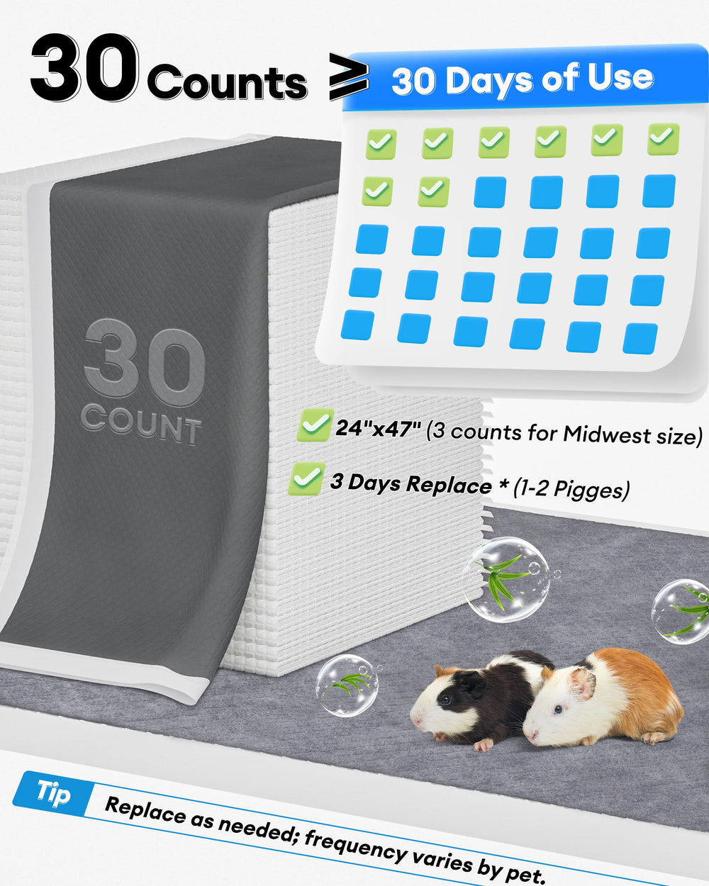 BUCATSTATE ensemble 30 tapis jetables: pack pratique pour le remplacement régulier.