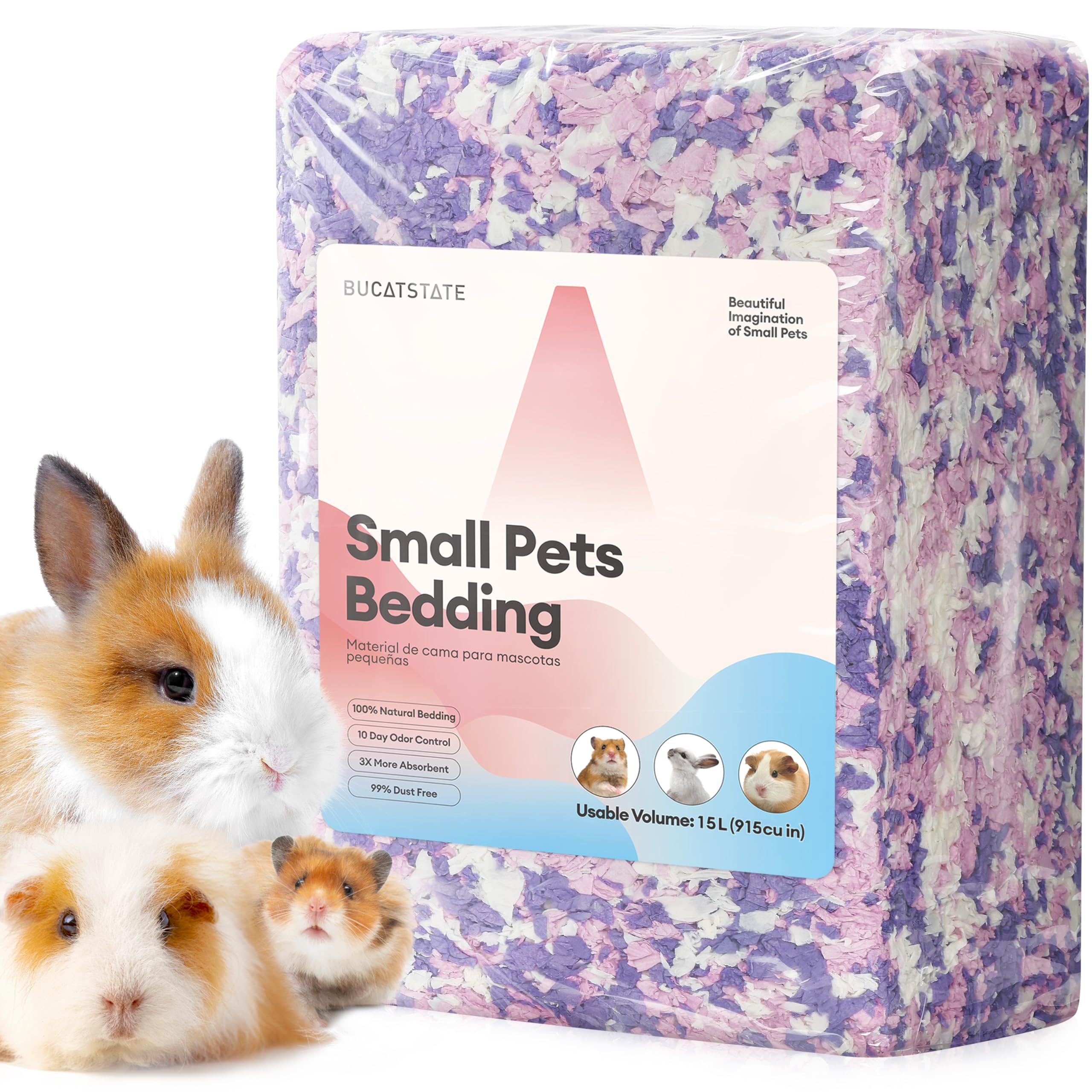 Litière BUCATSTATE pour hamster 15L lavande, confort et jeu de fouille.