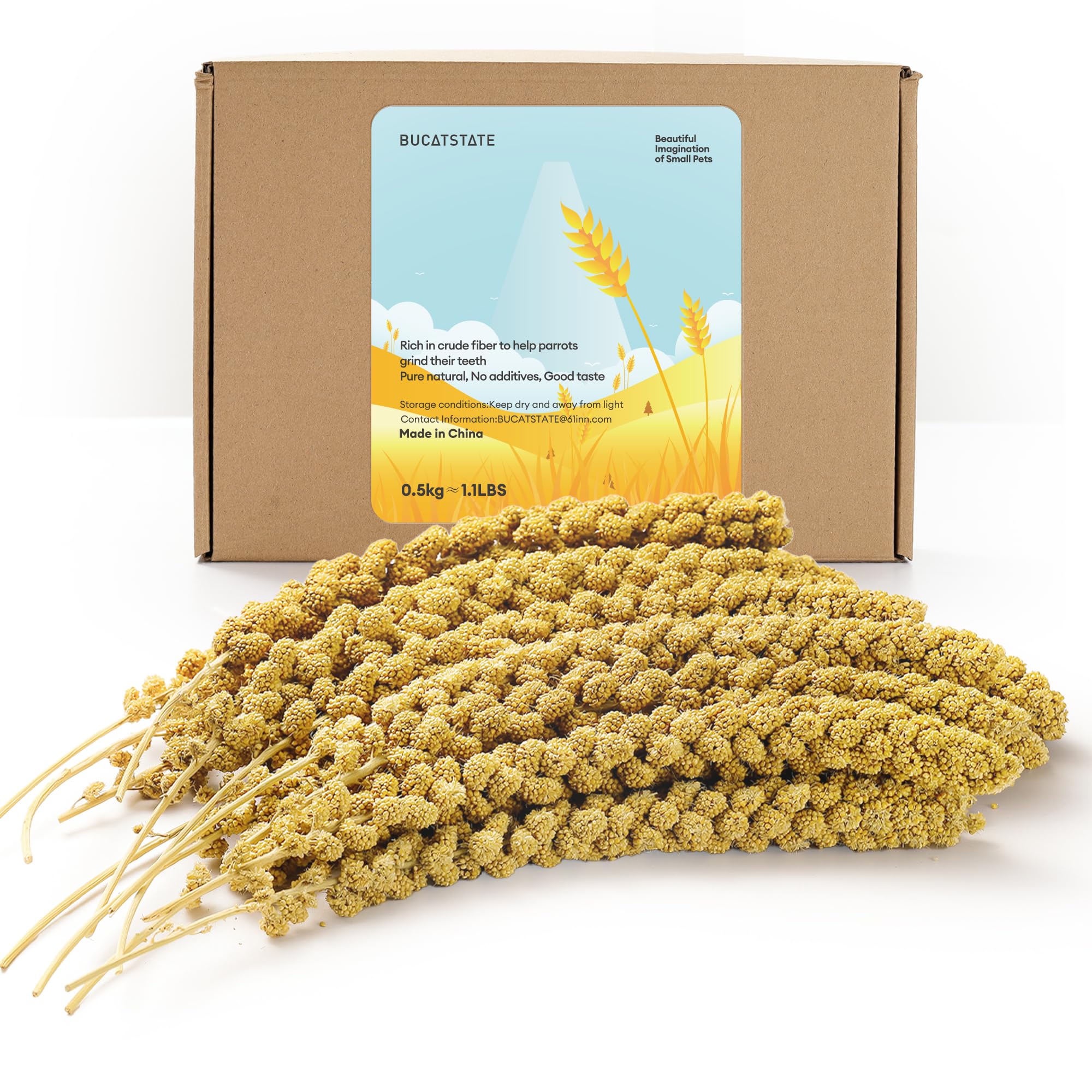 BUCATSTATE spray de millet en sachet 1,1 lb pour oiseaux, pratique et naturel.