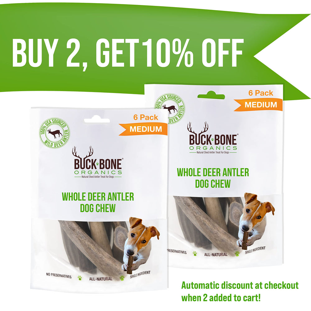 Buck Bone Organics: morceau de corne de cerf prêt à mâcher, durable.
