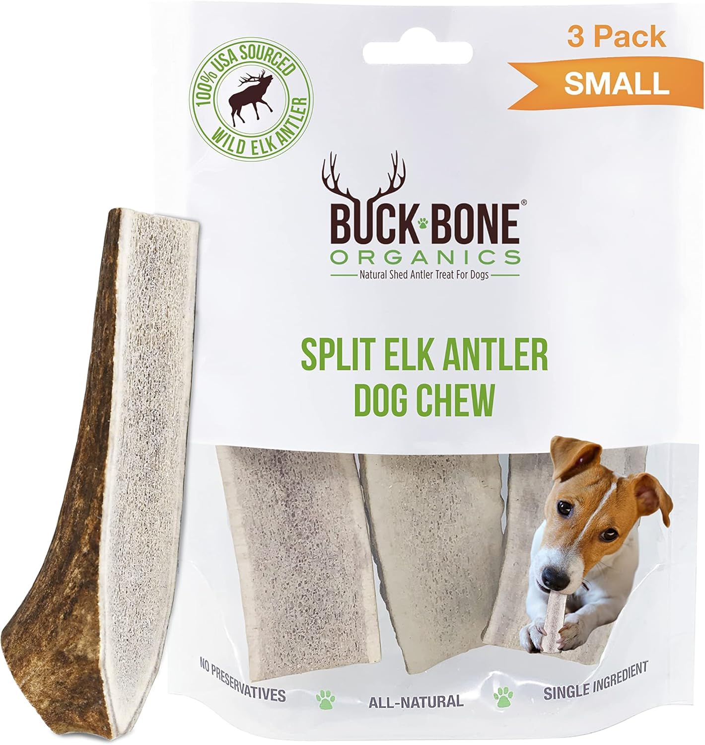Buck Bone Organics - emballage lot de 3 os d'élan pour chiens, pratique.