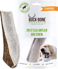 Buck Bone Organics os de cerf long pour chien, mâche robuste et durable.