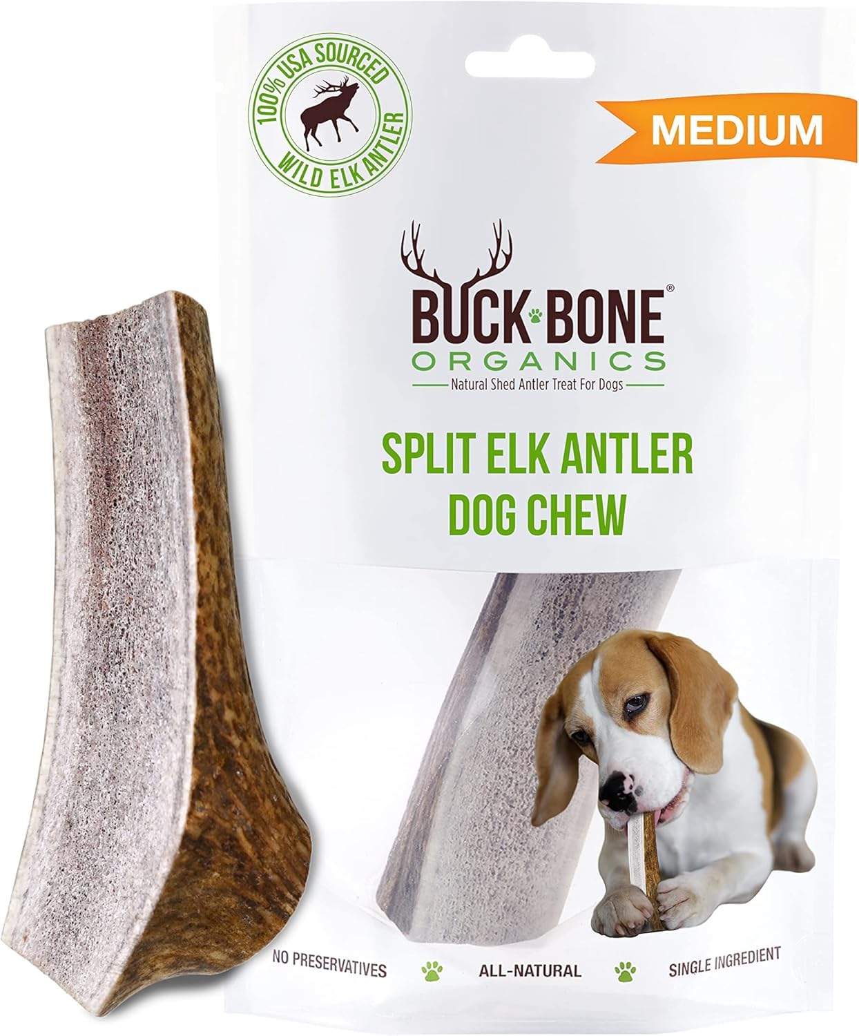 Buck Bone Organics – os élan fendu, jouet durable pour chiens
