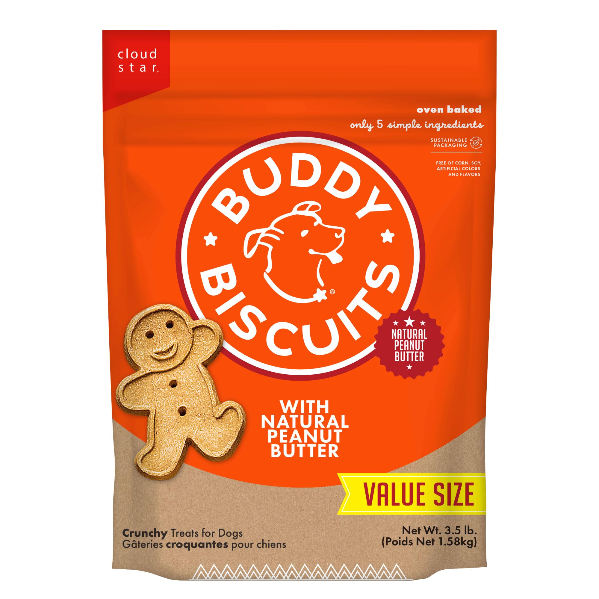 Buddy Biscuits: biscuit croquant au beurre de cacahuète dans un sac pratique.