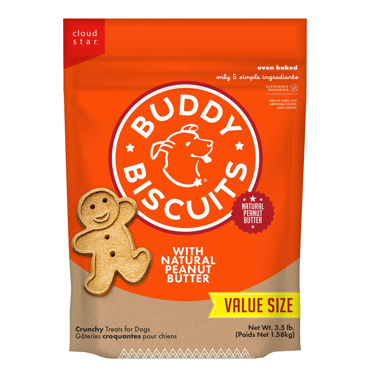 Buddy Biscuits: biscuit croquant au beurre de cacahuète dans un sac pratique.