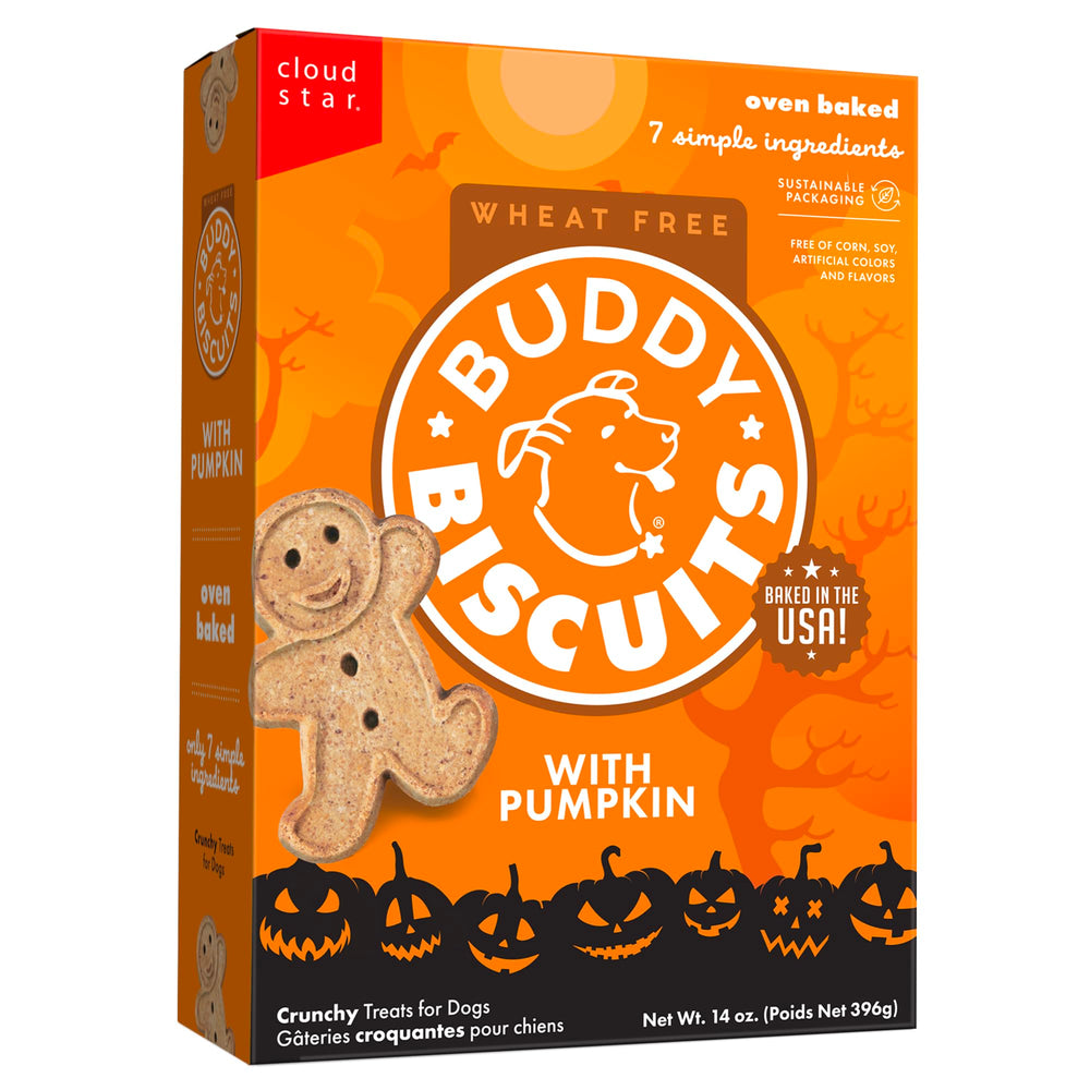 Buddy Biscuits: biscuit croquant potiron, récompense idéale pour chiens actifs.