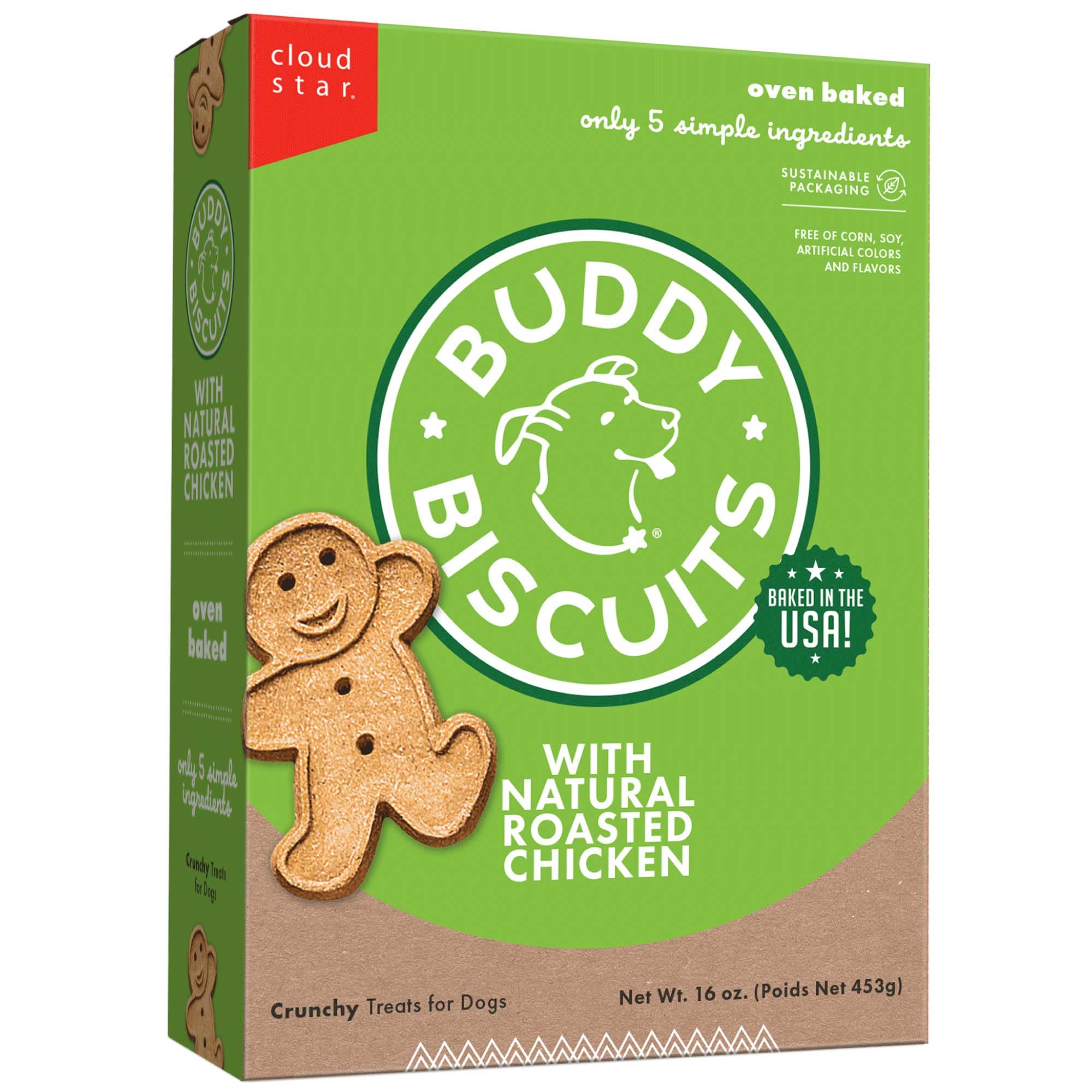 Buddy Biscuits: boîte 16oz extérieure, friandise croustillante idéale pour récompenser votre chien.