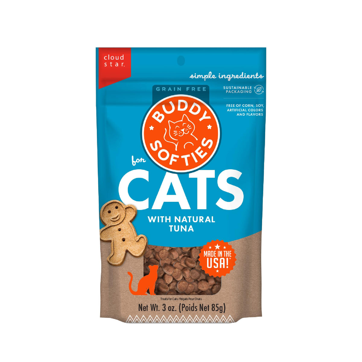 Buddy Biscuits Softies pour chats, thon naturel dans sachet pratique.