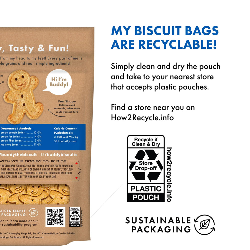 Fabriqué aux États-Unis, Buddy Biscuits avec ingrédients choisis.