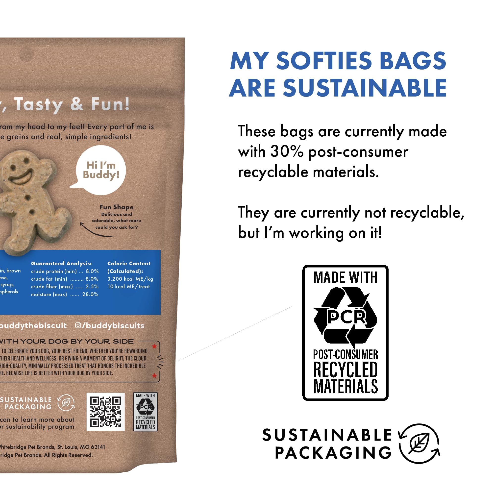 Softies Buddy Biscuits fabriqué aux États-Unis, pour chien heureux.