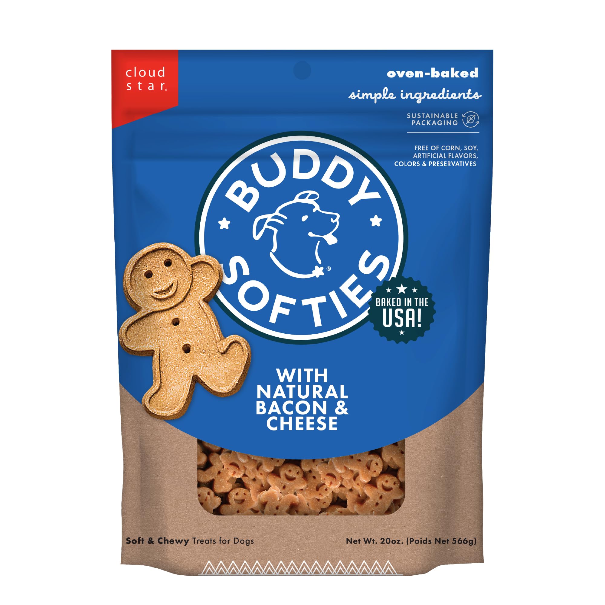 Buddy Biscuits Softies, sachet 20 onces, récompense douce pour chien.