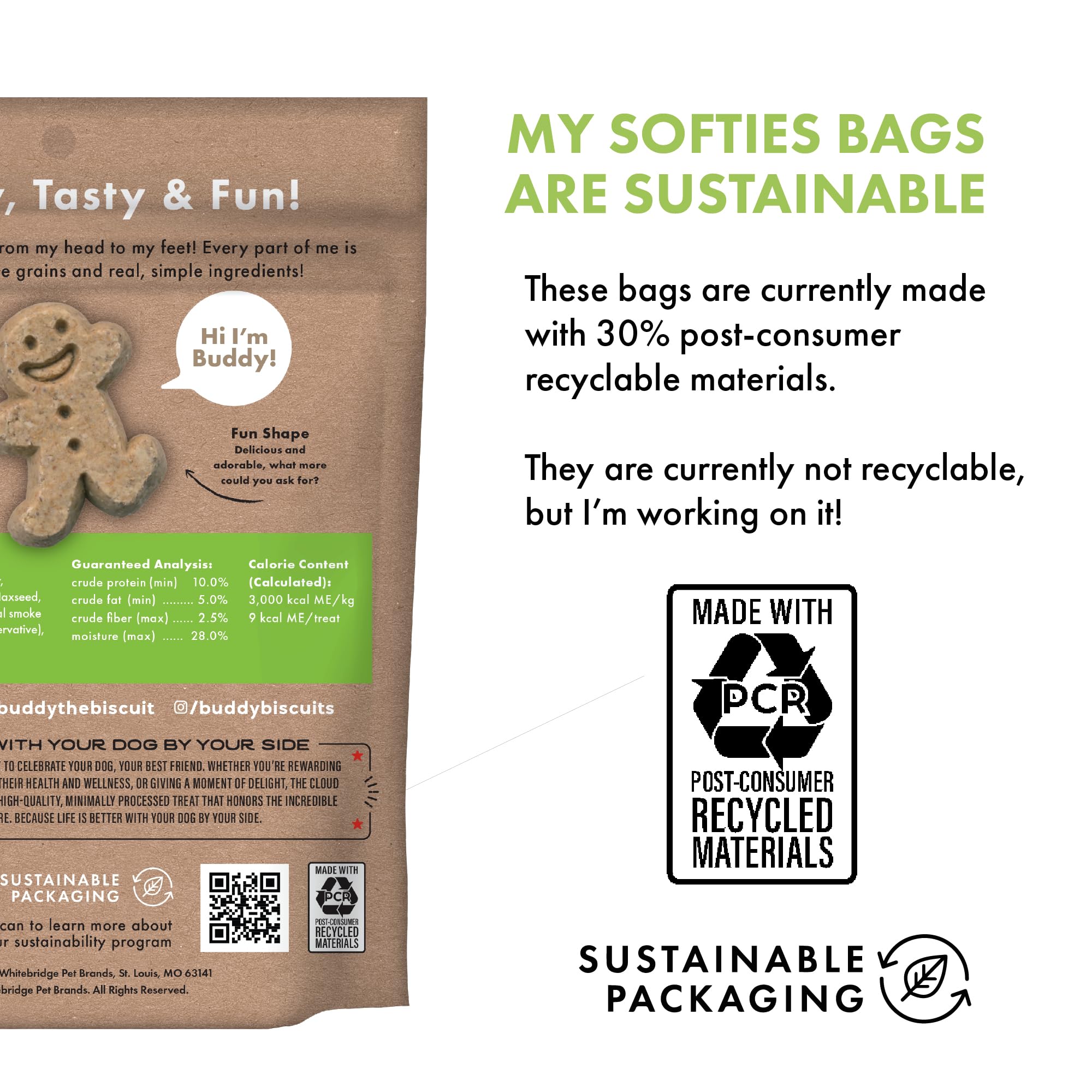 Sans maïs ni soja: friandises chiens Buddy Biscuits