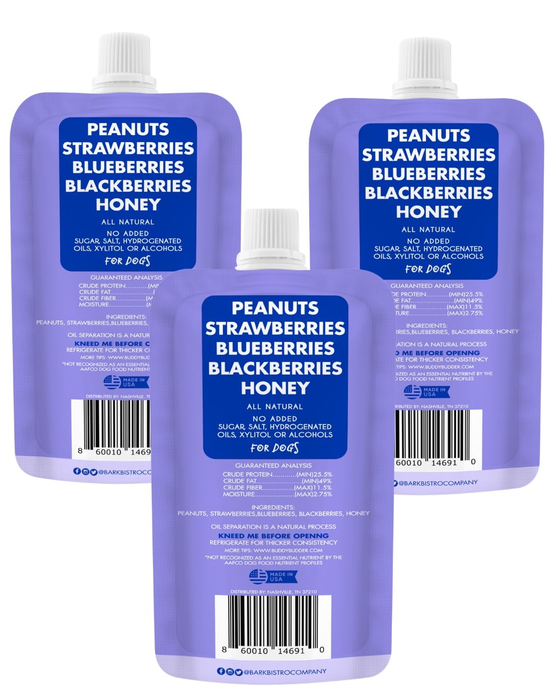 Buddy Budder Superberry Snoot – pâte d'arachide naturelle pour chiens.