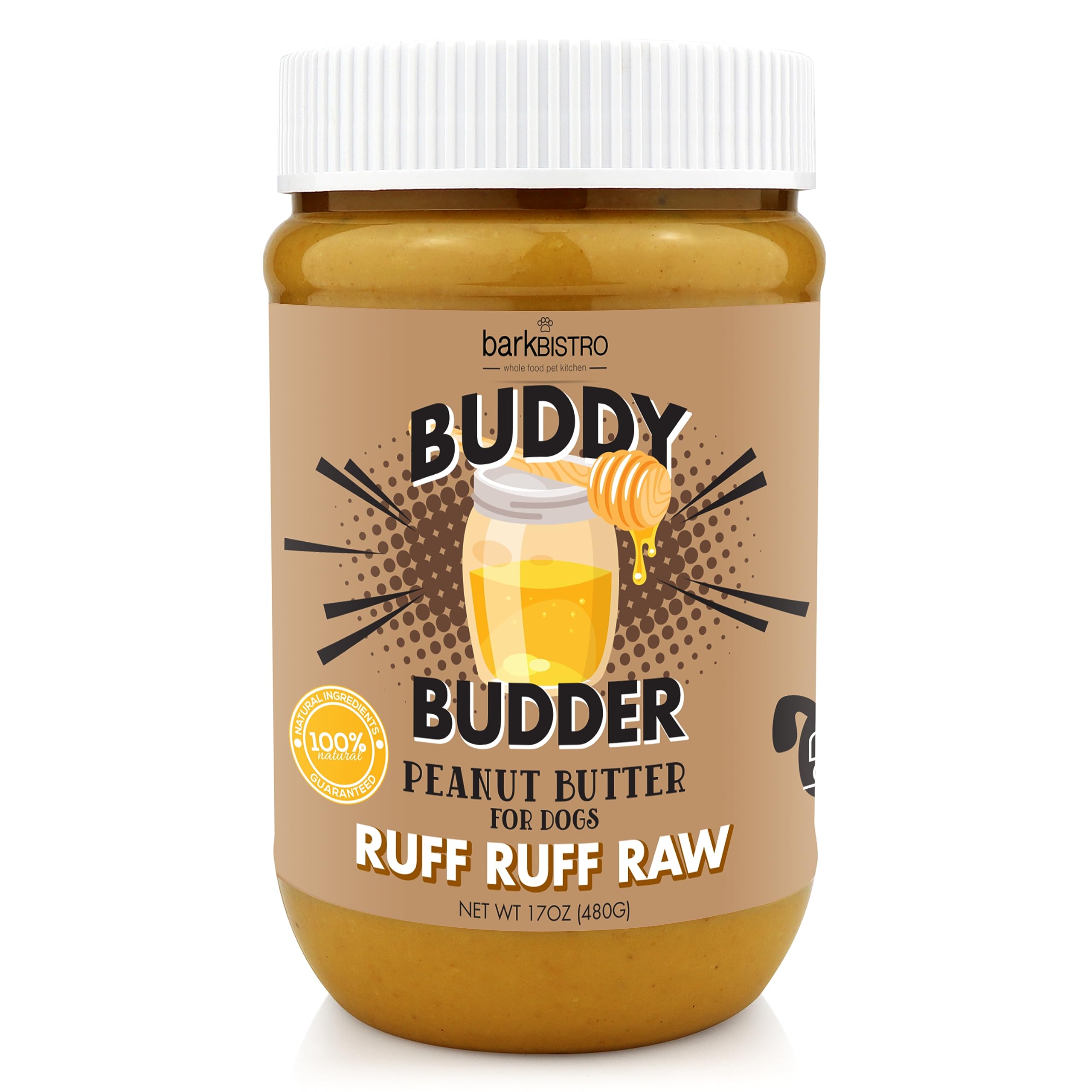 Buddy Budder en pot de 17oz, pâte cacahuète naturelle pour chien prêt à servir