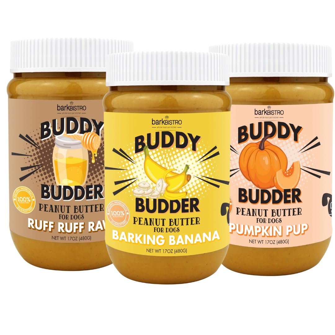 Buddy Budder pate cacahuete naturelle cremeuse pour chien, friandise saine.