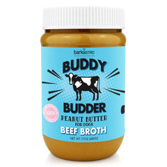 Pâte de cacahuète BUDDY BUDDER pour chien, friandise naturelle et sûre.