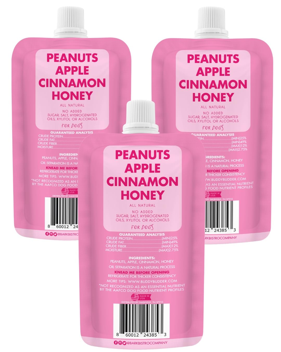 Trois sachets Buddy Budder Apple 4oz, idéal pour sorties.