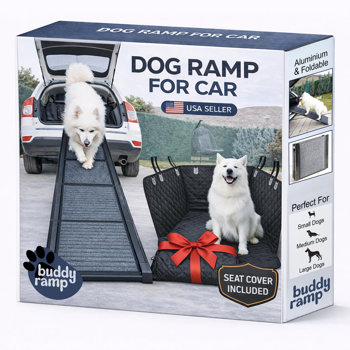 Buddy Ramp présente la pente pour chien de 63 pouces facilitant l’entrée dans le véhicule