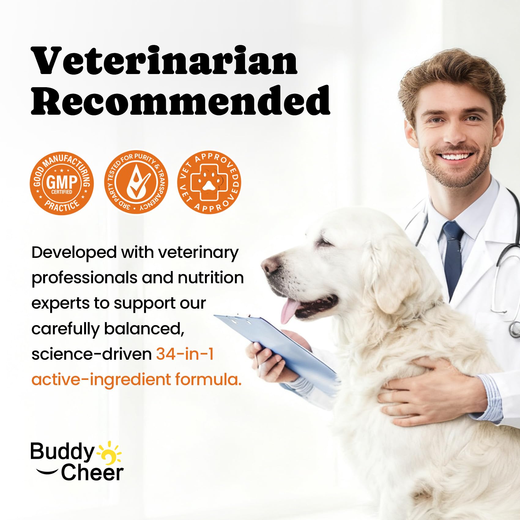 BuddyCheer Chien – antioxydants et CoQ10 pour vitalité quotidienne.