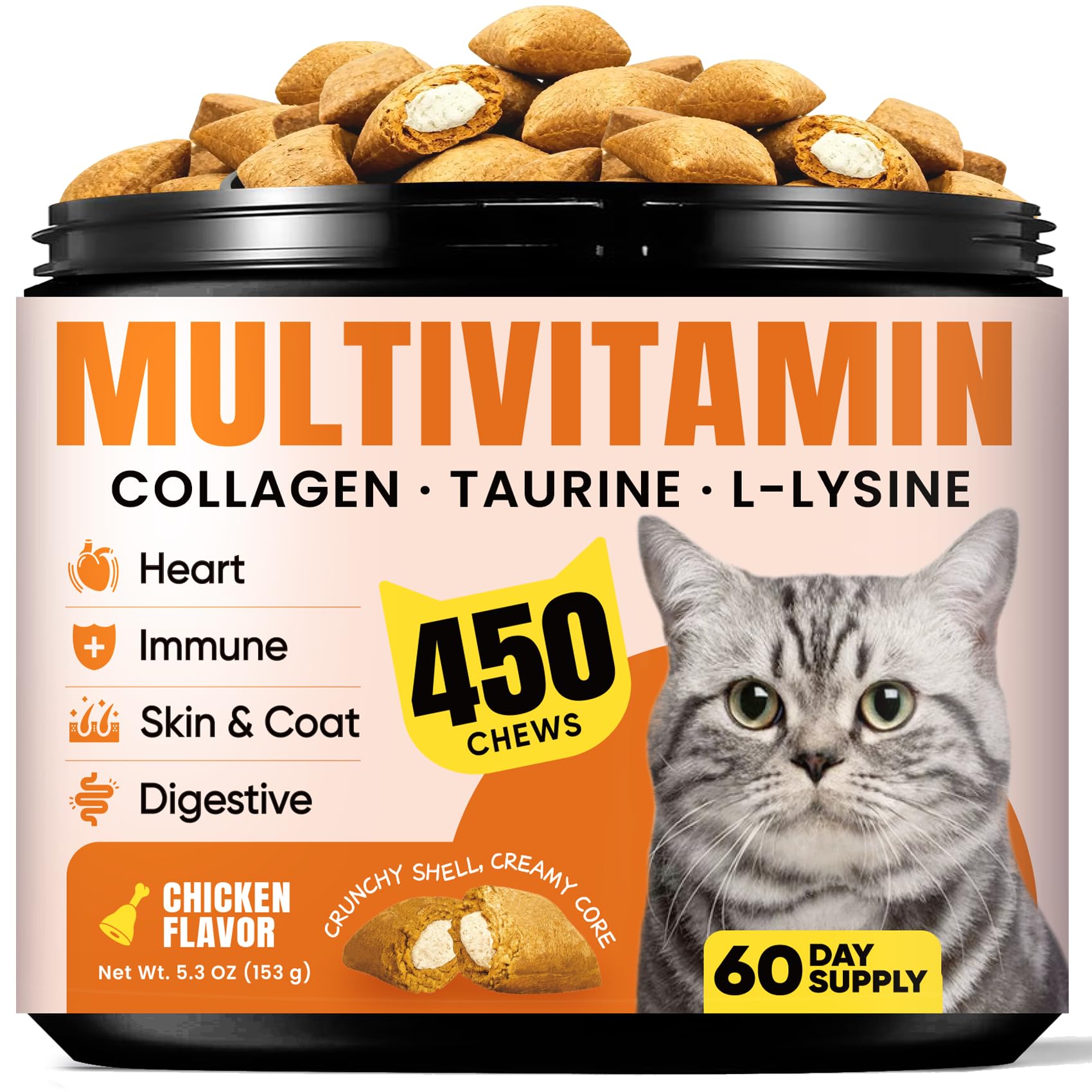 BuddyCheer bonbons vitamine lysine taurine pour chat, soutien immunitaire potentiel.