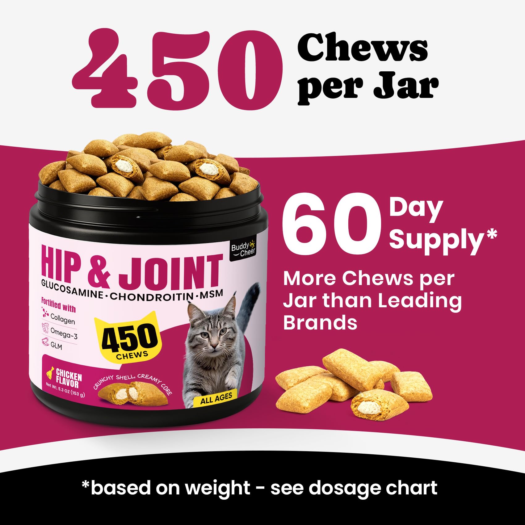 BuddyCheer emballage 450 bouchées chat: solution pratique pour une routine quotidienne