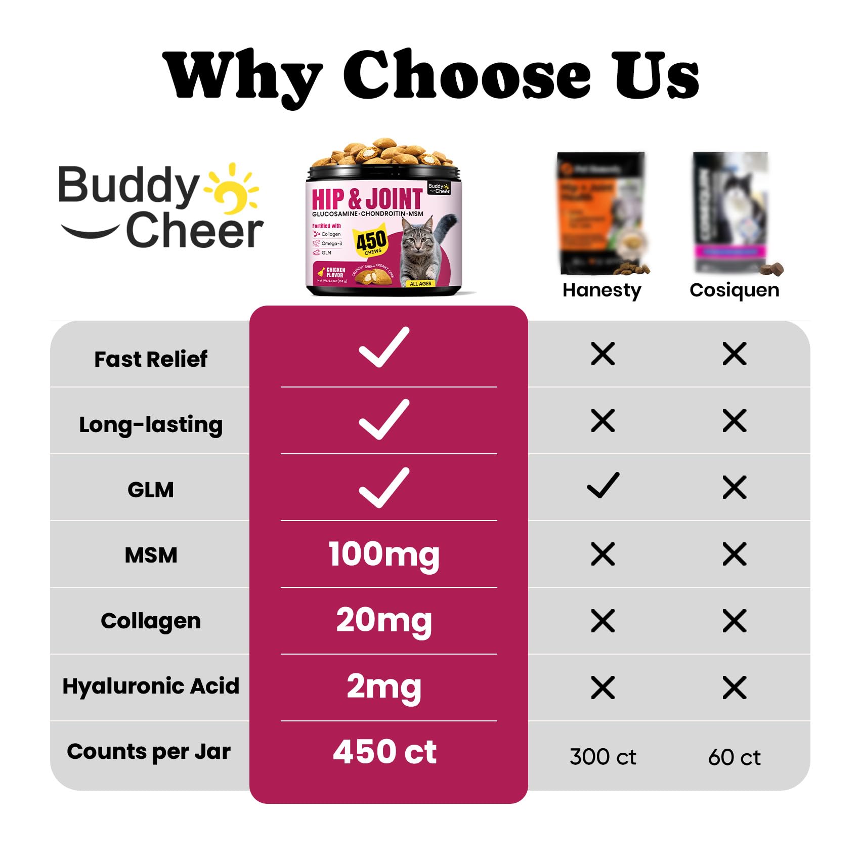 Friandises BuddyCheer oméga3 chat: soutien potentiel pour articulations et mobilité