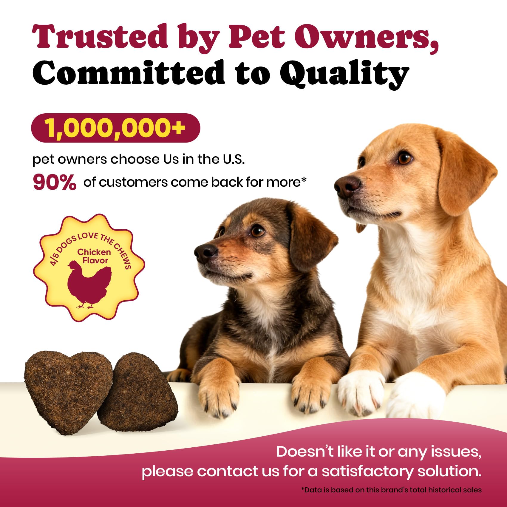 Utilisation quotidienne des bouchées BuddyCheer glucosamine pour chiens.