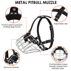 Budkas muselière pitbull cuir brun réglable, style discret.