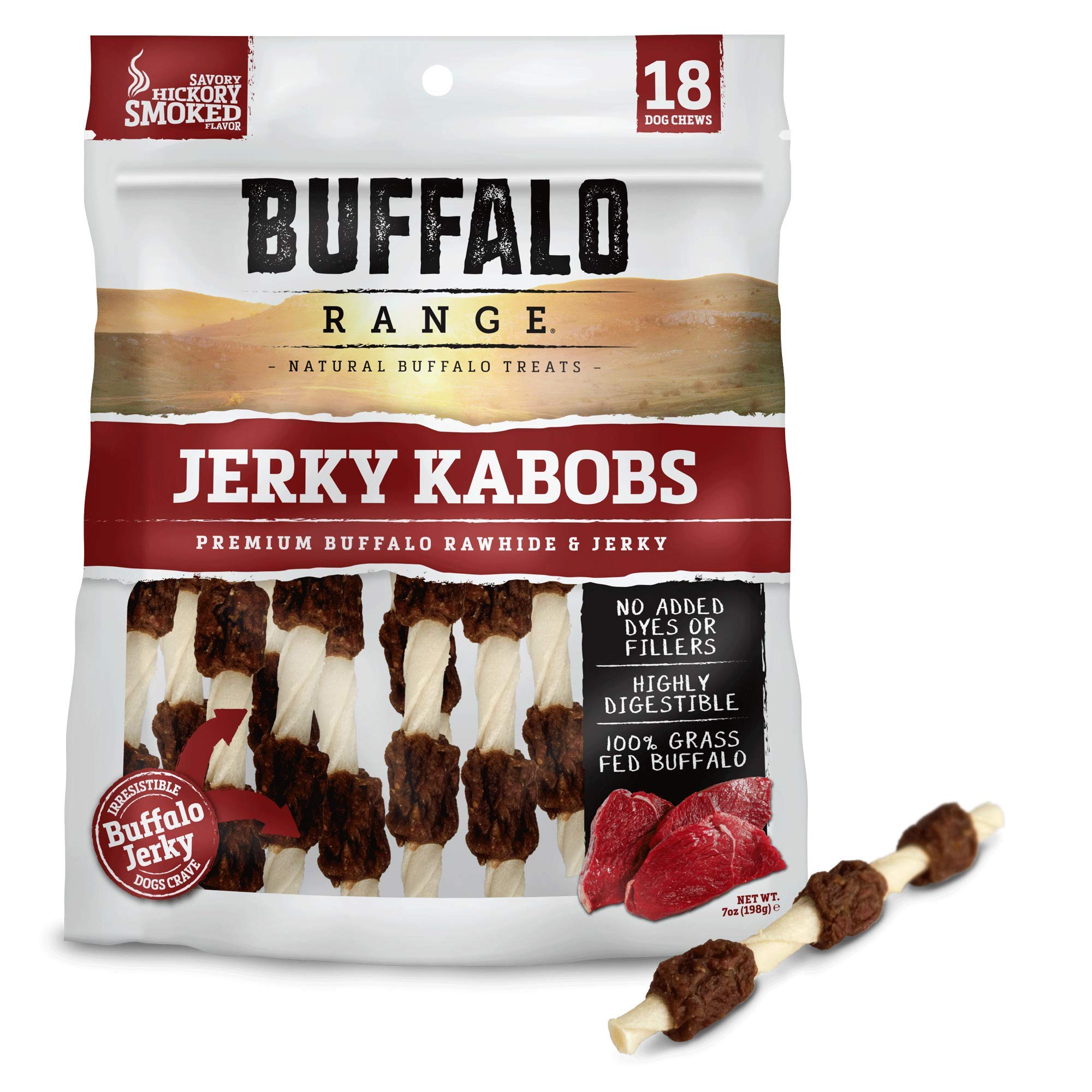 Buffalo Range: brochettes jerky boeuf, récompense idéale pour l'entraînement canin.
