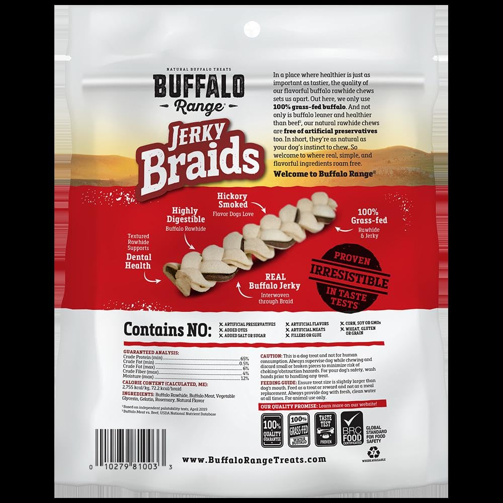 Texture jerky Buffalo Range pour une mastication durable.