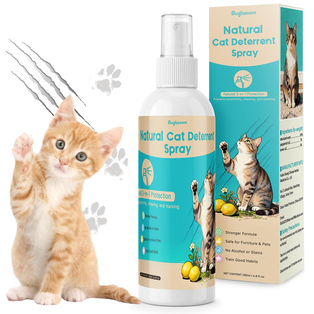 BUGAZOOM bouteille-dissuasion-chat: spray naturel protégeant canapé et meubles.