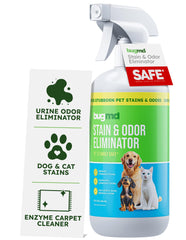 BugMD nettoyant enzymatique pour urine chien et chat — bouteille pratique.