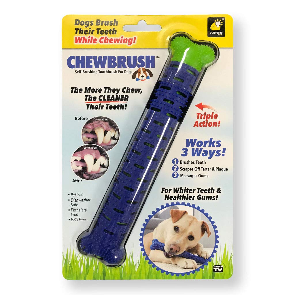 BulbHead Chewbrush jouet-brosse pour chien nettoie les dents pendant le jeu.