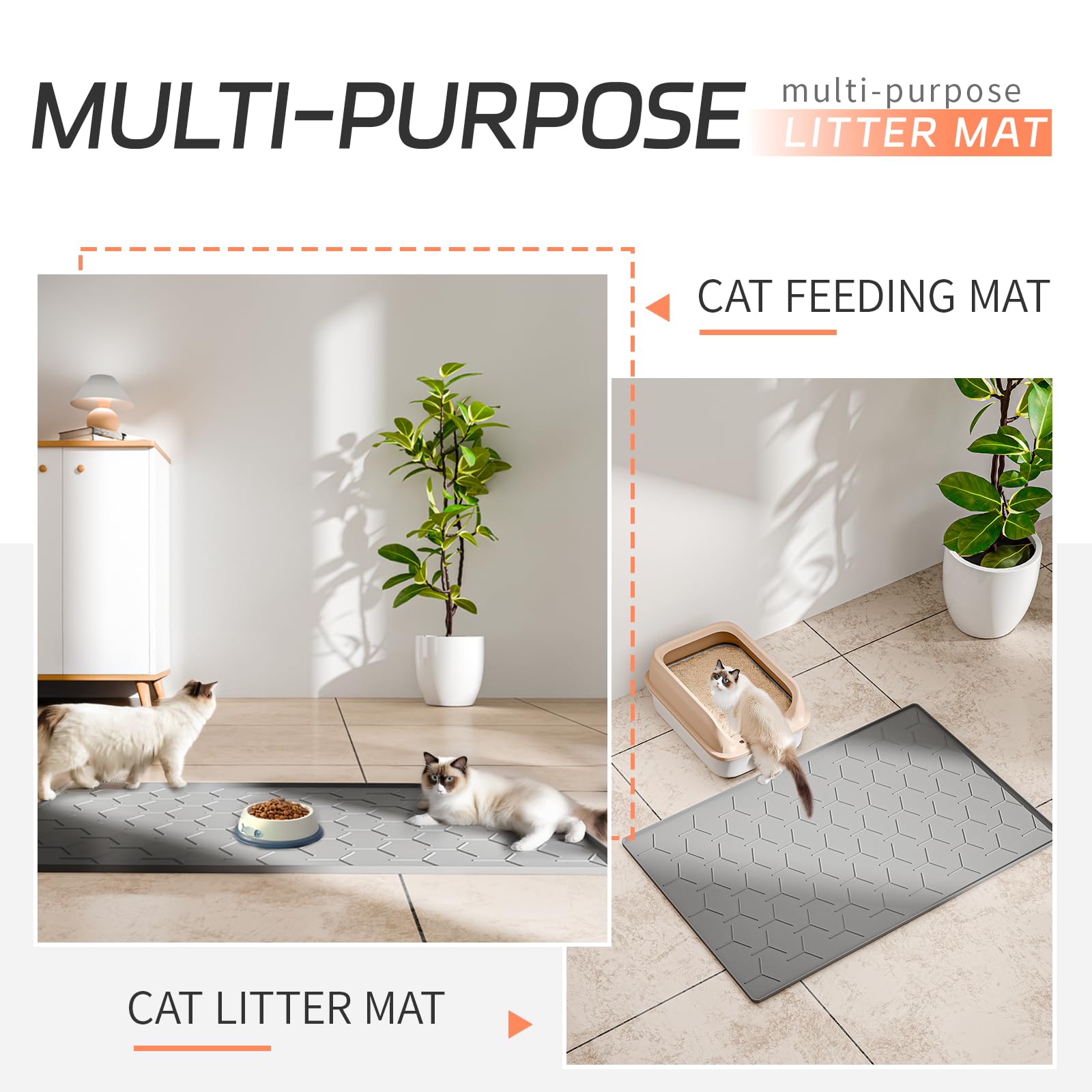 Bulkniu Tapis Litière Design Gris, esthétique discrète dans votre espace.