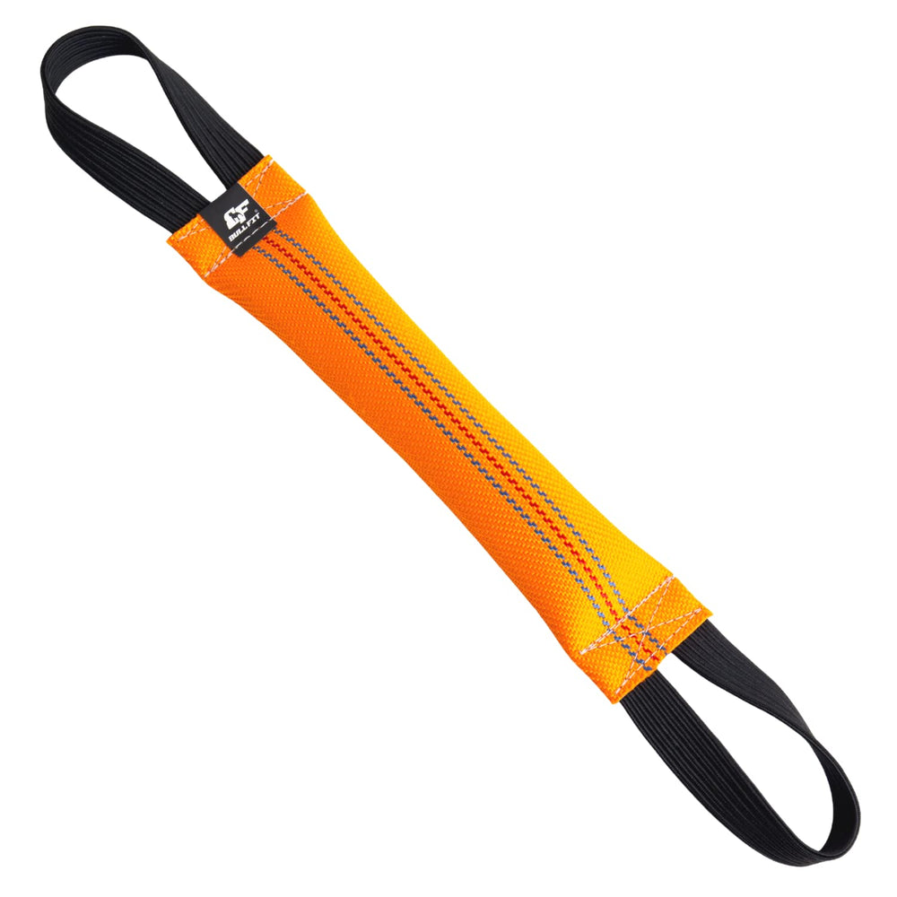 Bull Fit jouet tug-bungee chien orange pour tir à la corde et jeu actif.