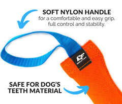Bull Fit jouet tug lin français durable, texture résistante et agréable en main.