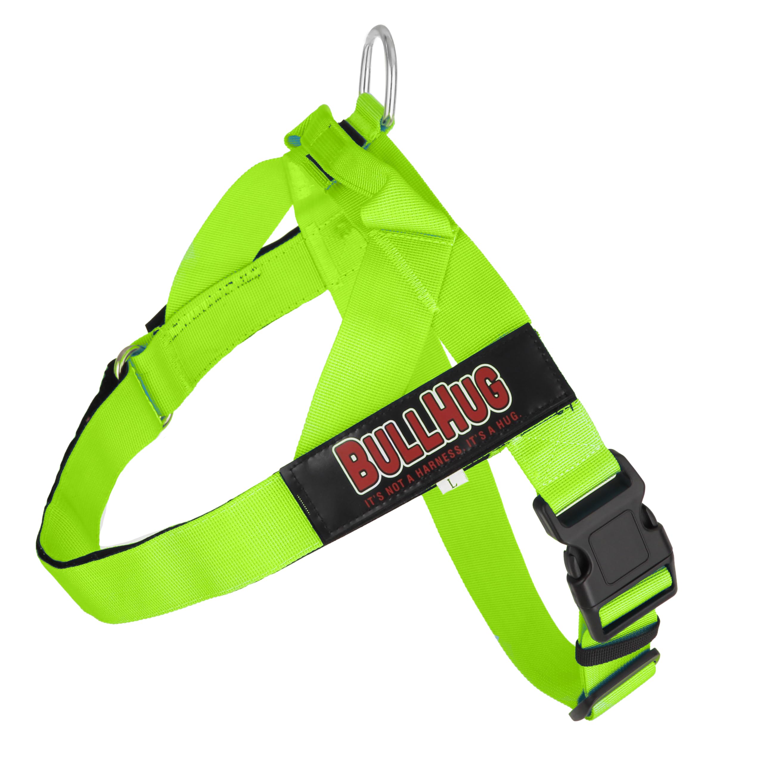 BullHug Harnais sans tirage pour chien, promenade confortable en Vert Néon XL.