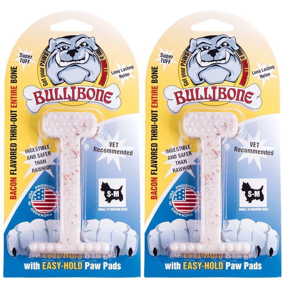 Bullibone os dentaire saveur bacon, stimulation bucco-dentaire durable pour chiens agressifs.